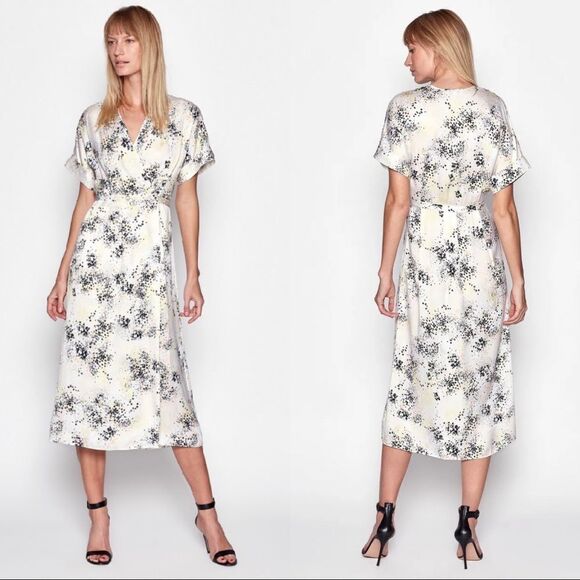 Equipment Silk Floral Kimono Tavine Midi Dress size 0 - Picture 6 of 12